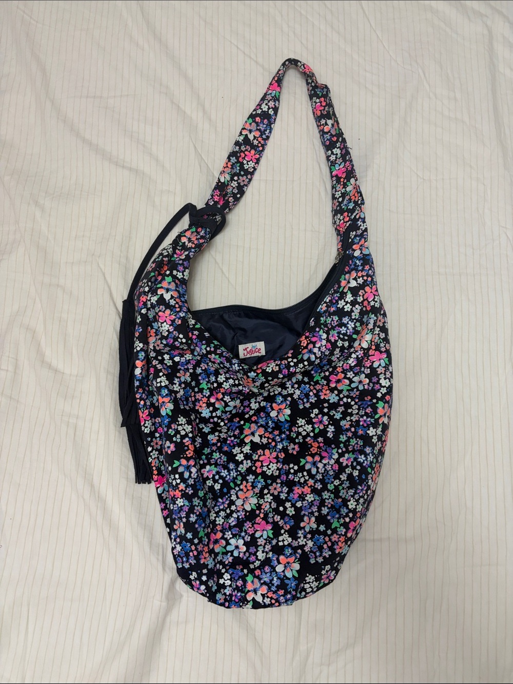 Justice Floral Sling Shoulder Bag - Black Multicolor